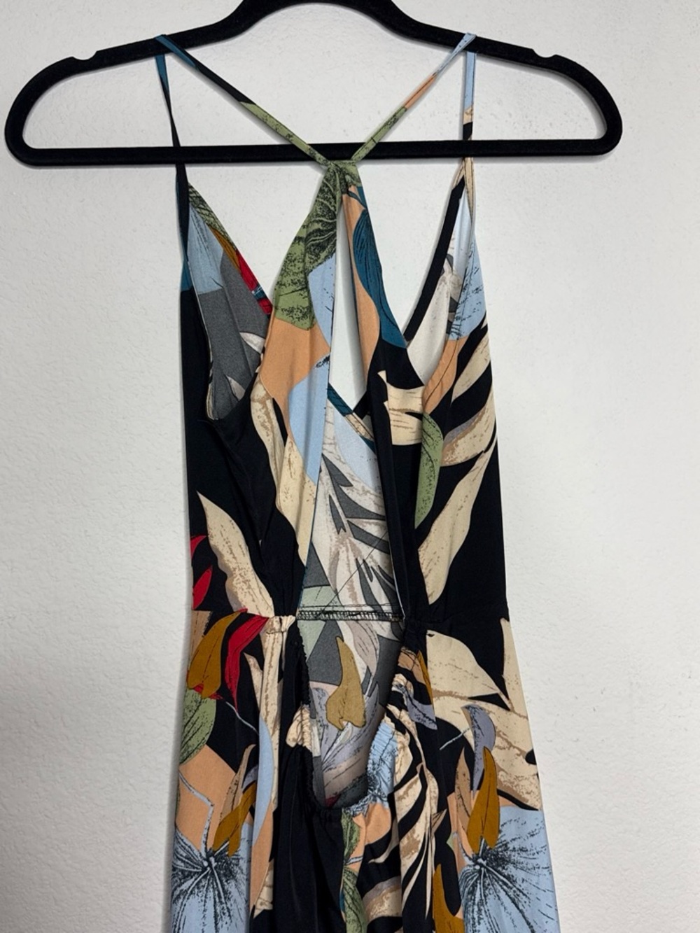 Women’s Black Floral Maxi Dress with Cross-Back - Picture 4 of 4